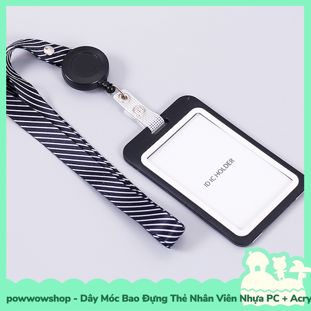 [Sẵn VN - Hỏa Tốc] Dây Kéo Bao Đựng Thẻ Nhân Viên Nhựa PC + Acrylic Phong Cách Đơn Giản Simple Black &amp; Grey