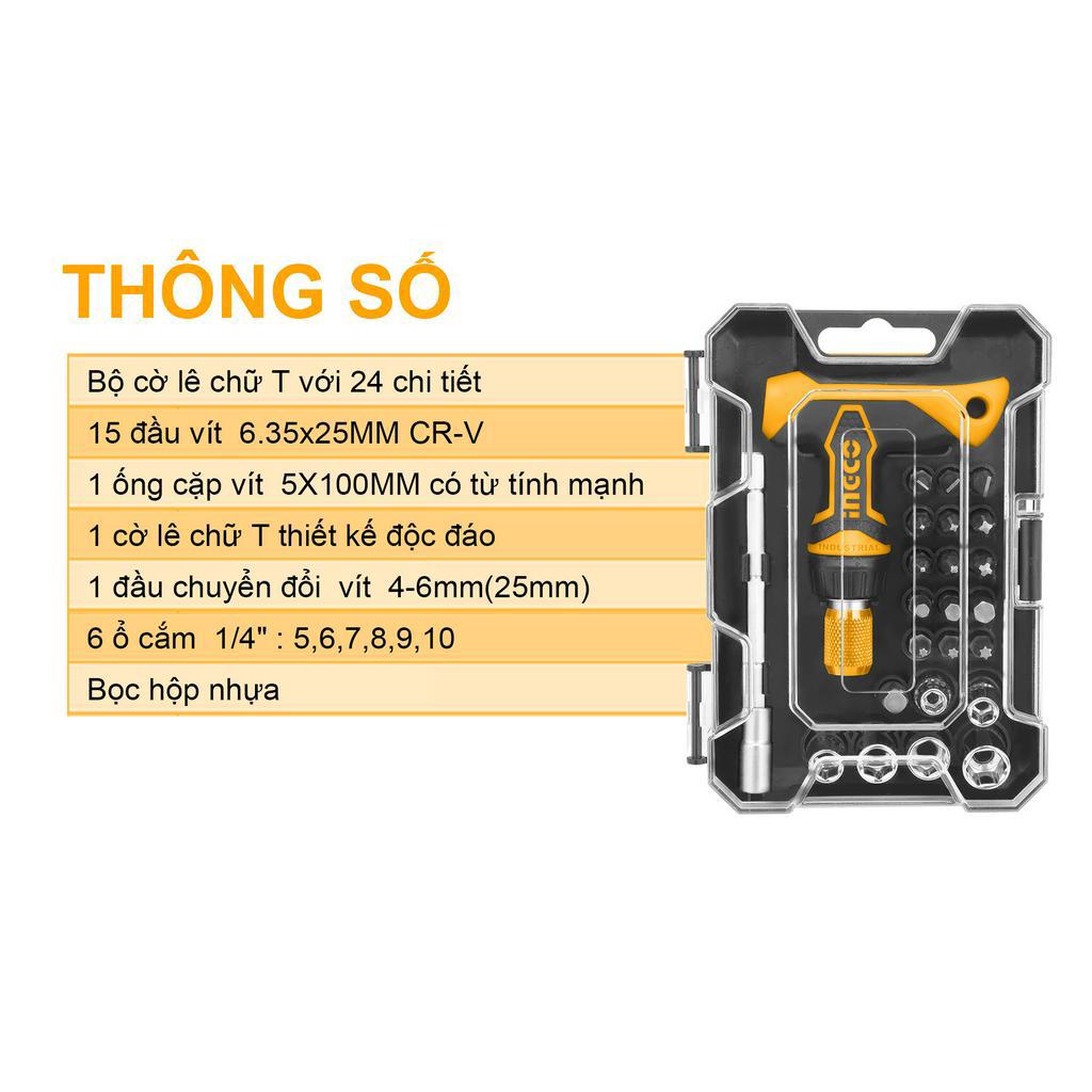 Bộ 18 tua vít tay cầm chữ T INGCO HKSDB0188