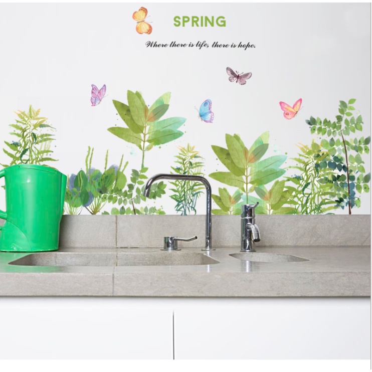 Decal dán tường trang trí - CHỮ TIẾNG ANH CÂY BƯỚM MÙA XUÂN THANH LỊCH
