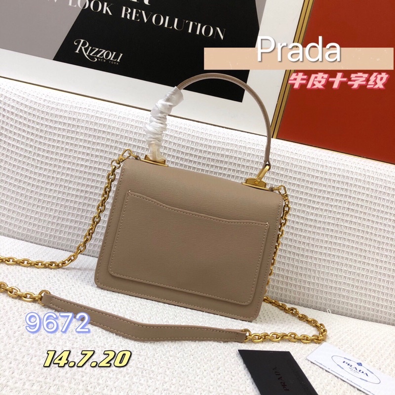 Túi xách tay nữ da dầy trơn phom đứng có dây đeo chéo tháo rời tuỳ chỉnh prada