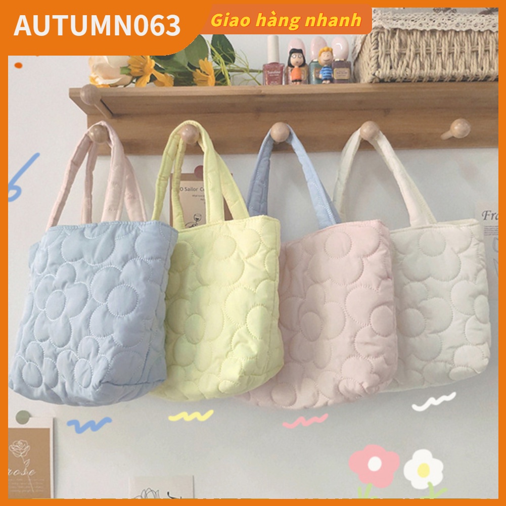 Túi tote nữ Hoa văn Polyester Túi xách thanh lịch dễ thương cho Hộp ăn trưa Thức ăn nhẹ Chai cho ăn Autumn063