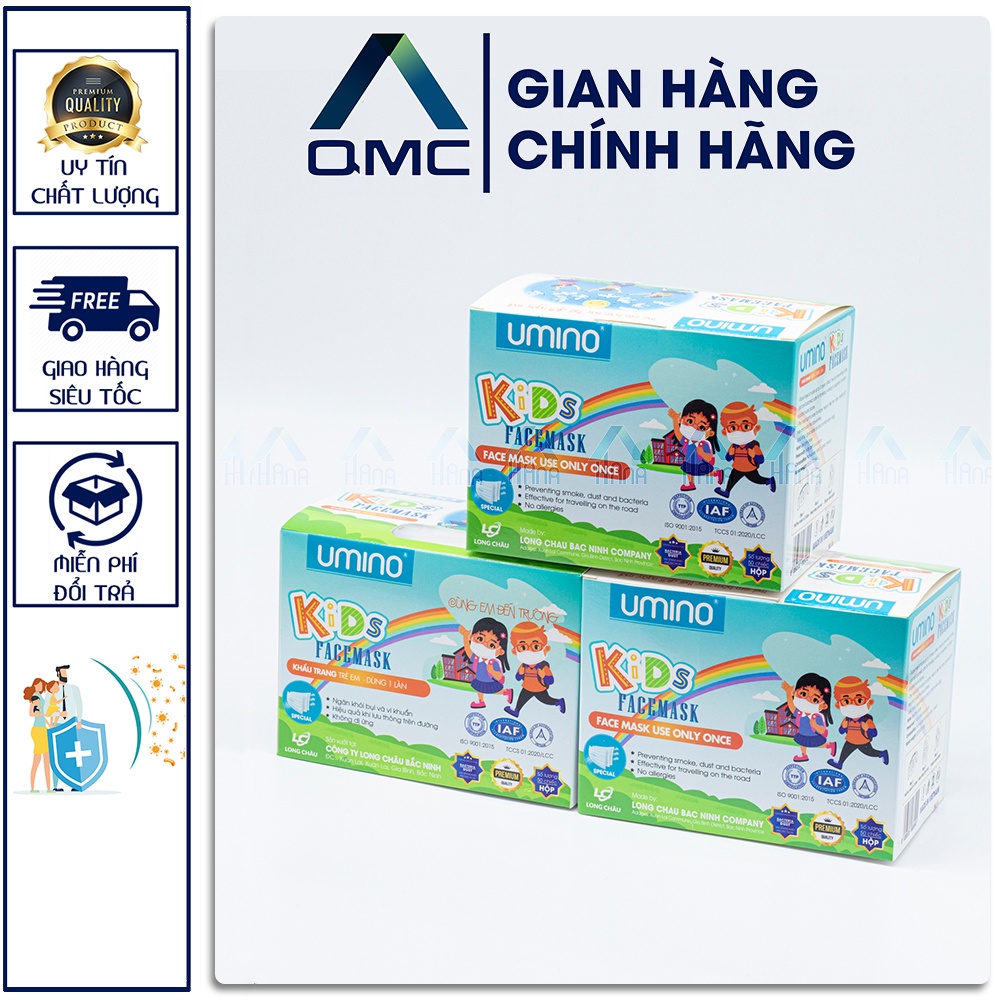 Khẩu trang y tế họa tiết dành cho Bé Hộp 50 Chiếc Vải Kháng Khuẩn #QMC