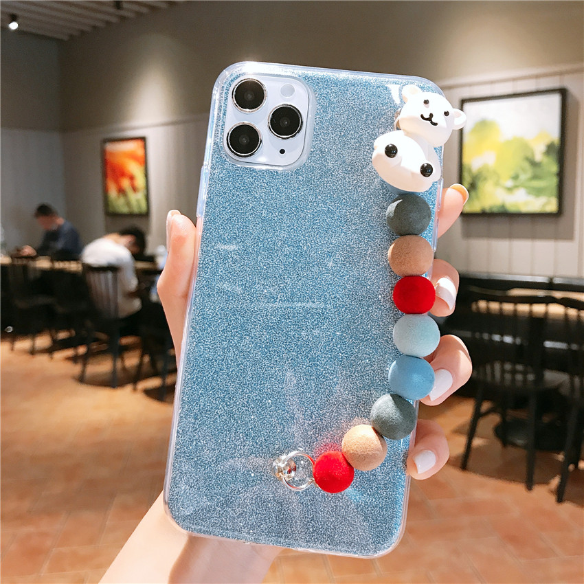 Ốp Điện Thoại Gắn Vòng Đeo Tay Hình Gấu Nhỏ Lấp Lánh Dễ Thương Cho Moto E6 E5 G6 Play G5 G5S E4 Plus