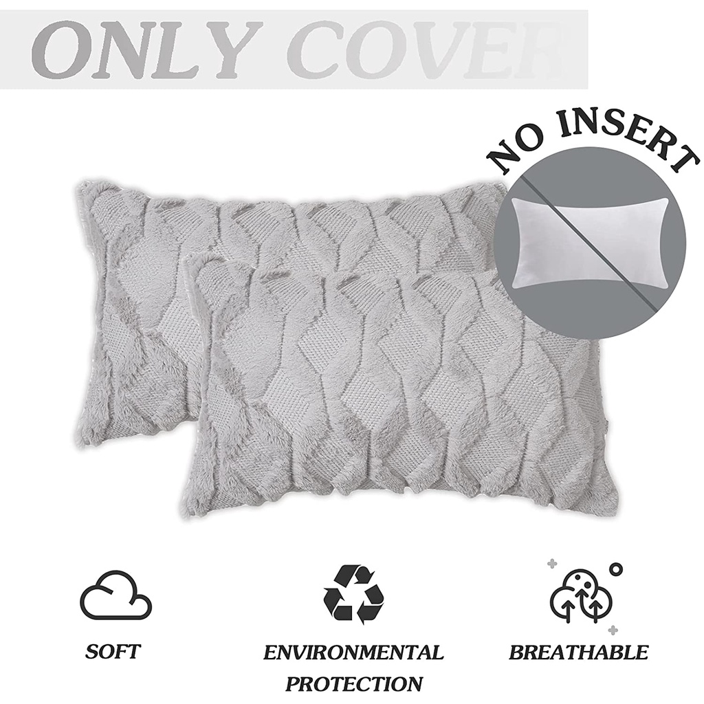 Vỏ gối lông giả 30 * 50cm 12x20 inch 30x50 cm màu xám dành cho trang trí nhà cửa