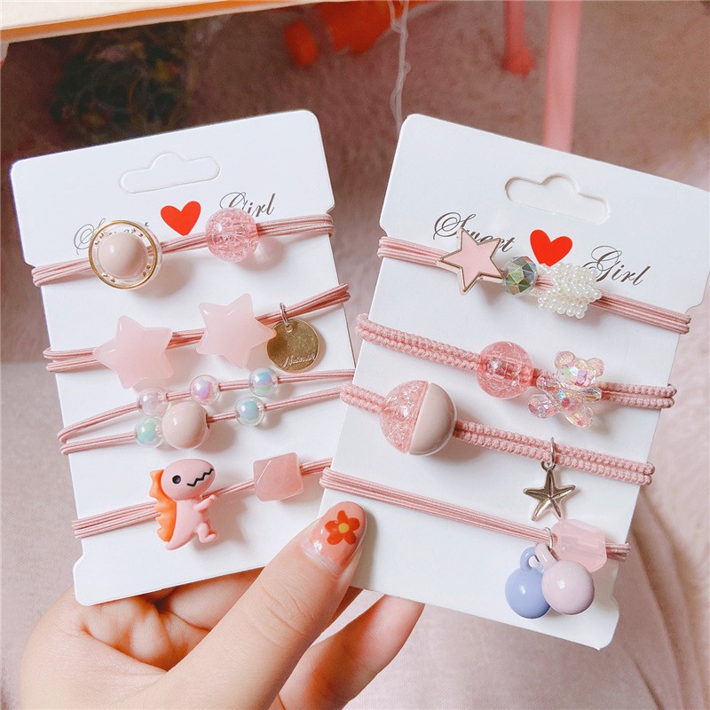 [Mã FAMARAL1 giảm 10K đơn 50K]CB01 Combo 8 dây cột tóc trong suốt kèm túi vải