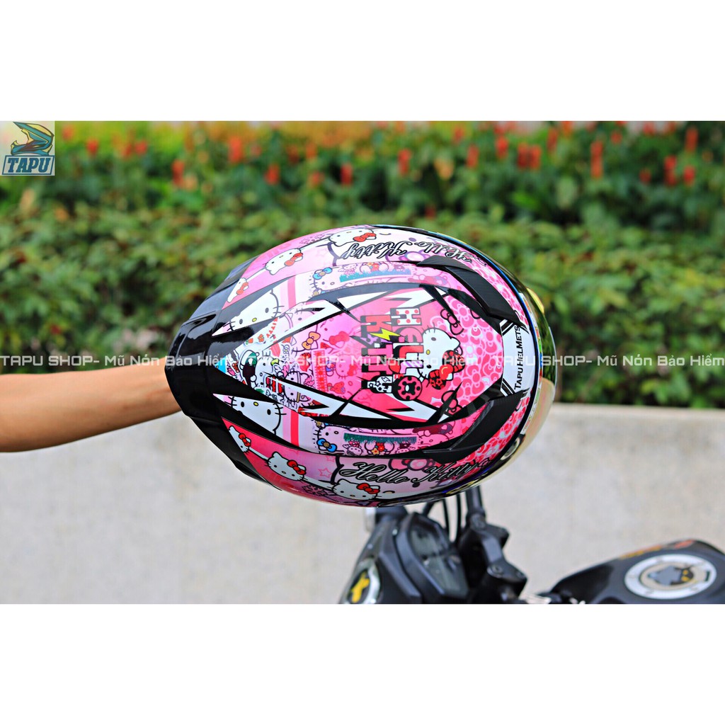 [FREESHIP] MŨ BẢO HIỂM FULLFACE 1 KÍNH  ROYAL M138B LÊN TEM HELLOKITTY