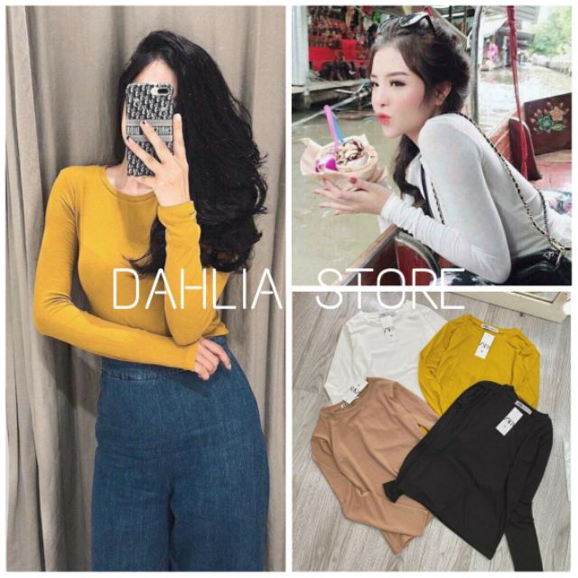 [Mã FASHIONXANH194 giảm 10K đơn 50K] Áo thun body dài tay nữ 4 màu kiểu dáng ulzzang hàn quốc SO HOT