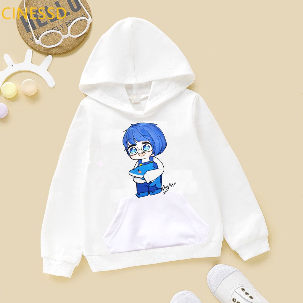 Áo Hoodie màu trắng in hình hero team cực chất đủ size cho bé trai bé gái