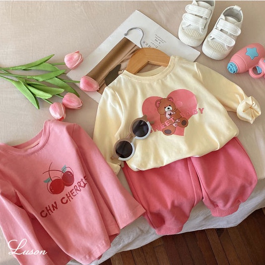 Áo Thun Tay Dài Chất Liệu Cotton In Họa Tiết Hoạt Hình Thời Trang Xuân Thu Cho Bé Gái