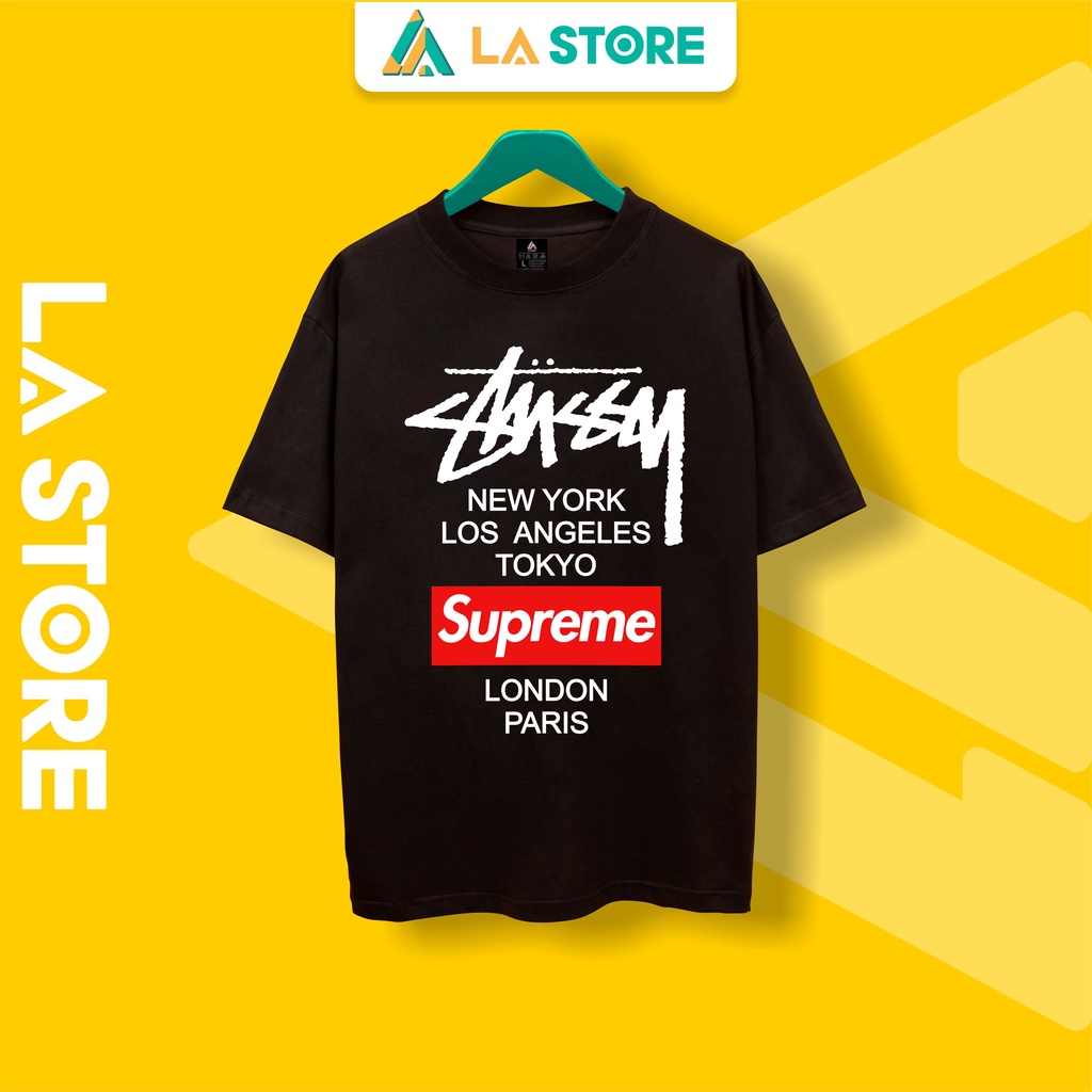 Áo Thun Unisex Cotton Thời Trang Stussy Form Rộng Tay Lỡ Nam Nữ Có Big Size | LẠ STORE