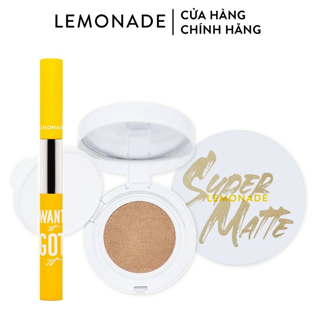 Combo Lemonade Phấn nước siêu kiềm dầu Supermatte Cushion 15g và Chì kẻ mày 2 đầu Want It Got It 2.75g | BigBuy360 - bigbuy360.vn