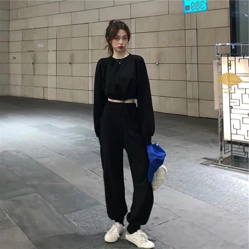 Set Thể Thao Basic CropTop_Jogger Ảnh Thật