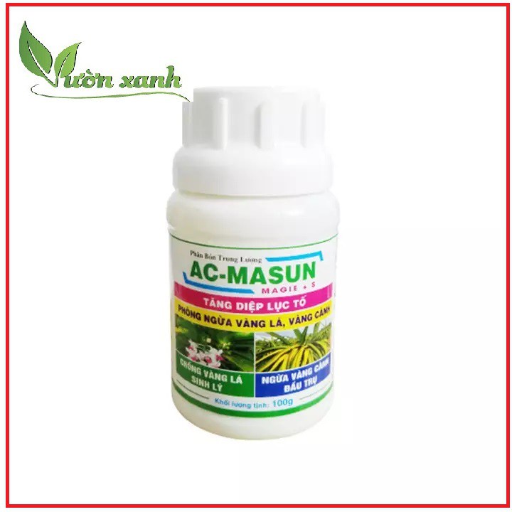 (HOT) Phân bón Trung lượng Magie Lưu Huỳnh AC-MASUN tăng diệp lục tố phòng ngừa vàng lá vàng cành 100gr