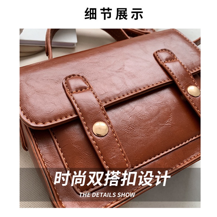 Túi xách JASMIN NOIR bằng da PU phối khóa cài dạng vuông nhỏ phong cách retro dành cho nữ