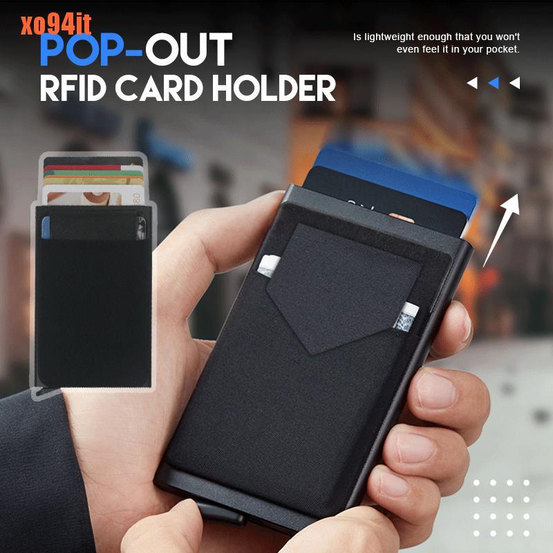 Pop Up Id RFID Card Fashion Aluminum Metal Protective Gear Storage Bag Re