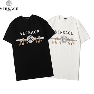 Áo thun tay ngắn vải cotton in chữ Versace năng động hợp thời trang