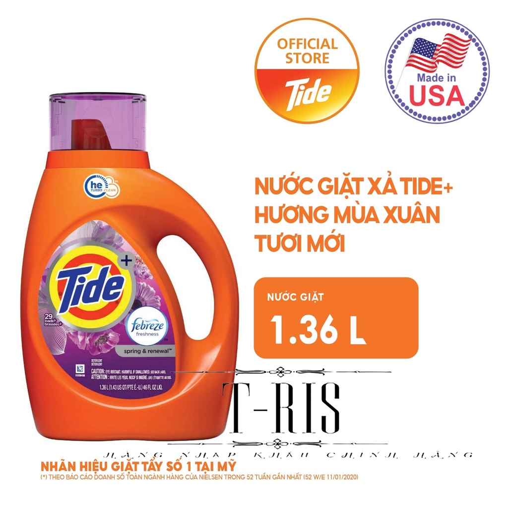 [USA] Nước giặt Tide trắng sáng 1.4L đủ mùi nhập khẩu chính hãng P&amp;G Mỹ - Giá tốt