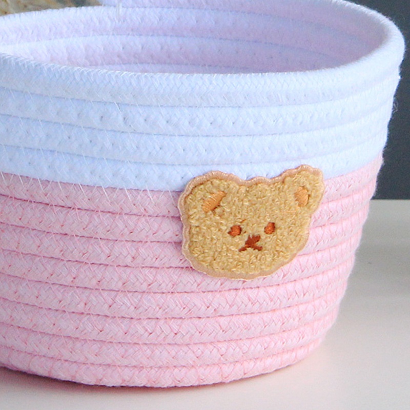 Giỏ Đựng Đồ Bằng Dây Cotton Bện Có Tay Cầm Dễ Thương Đa Ứng Dụng