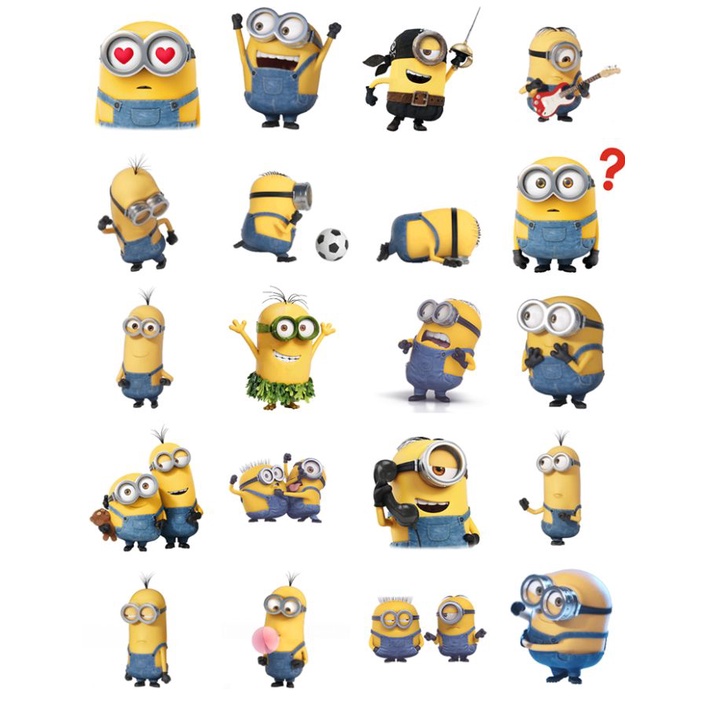 Bộ sticker MINION nhãn dán trang trí mũ bảo hiểm, đàn, guitar, ukulele, điện thoại laptop