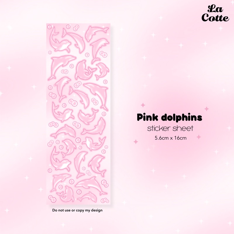 Lacotte | Pink dolphin sticker sheet 🐬 nhãn dán trang trí hình cá heo hồng