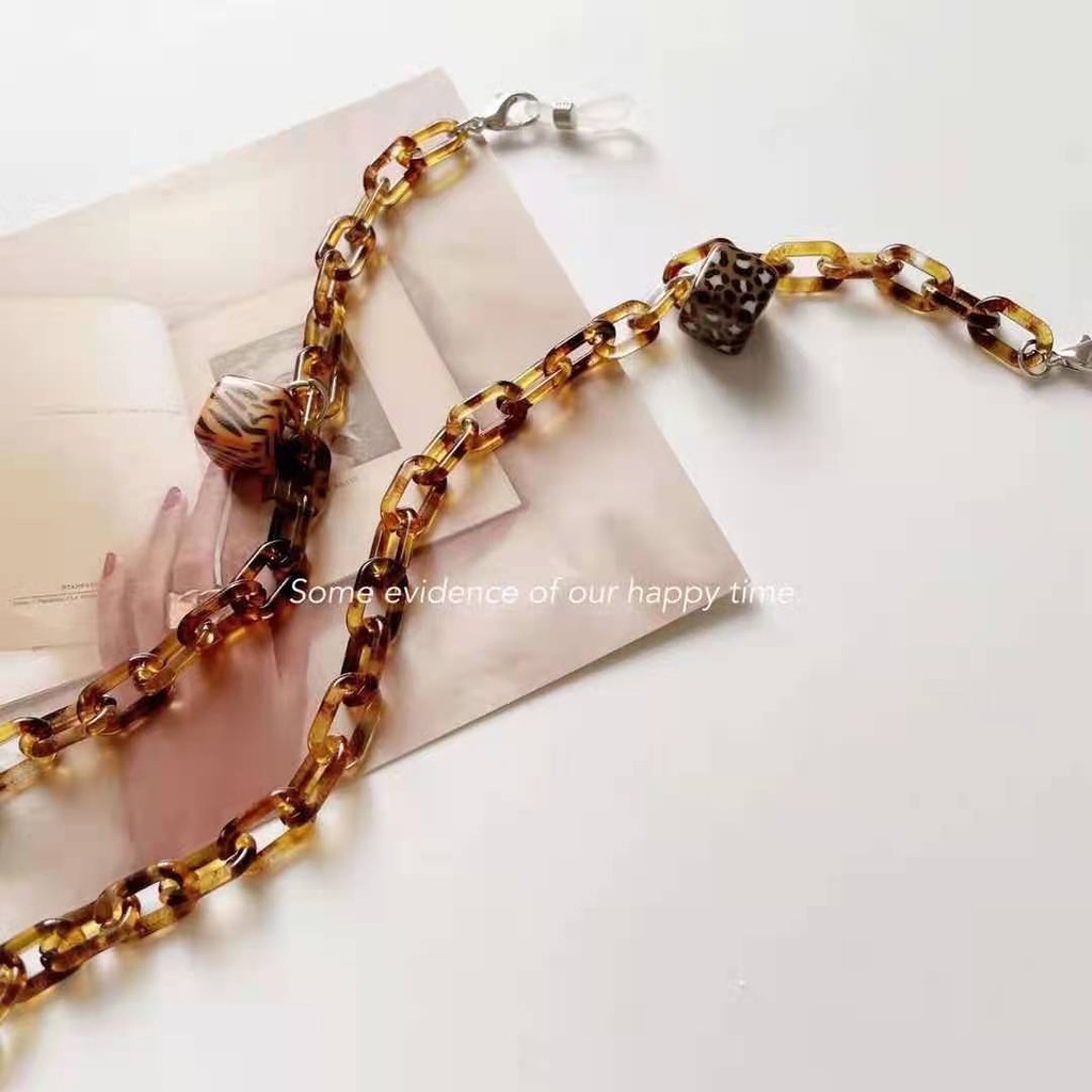 Dây đeo mắt kính bằng acrylic họa tiết da báo thời trang mới