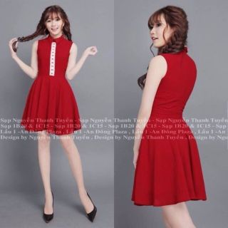 Đầm thun cát hàn cổ sơ mi
