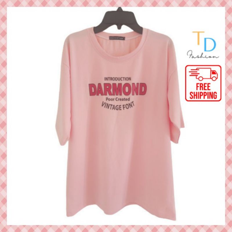 Áo thun nữ form rộng, tay lỡ, in chữ DARMOND 2 màu in, chất liệu cotton 100% đủ màu mềm, mịn, mát free size