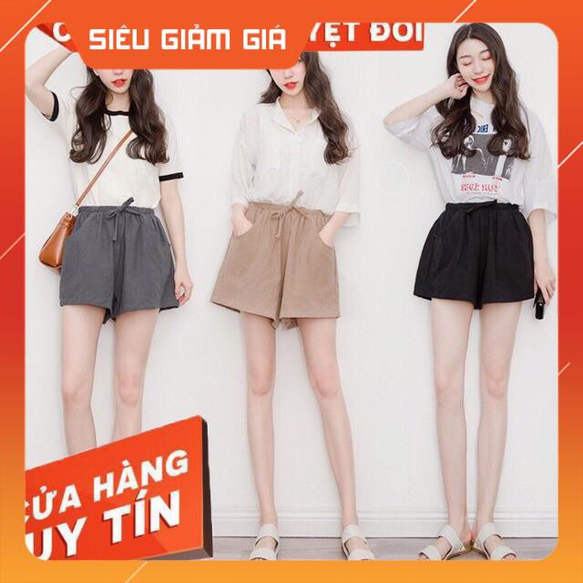 Quần Sooc Nữ  Free Ship  Quần Sooc Đũi Nữ Ống Rộng Chất Vải Siêu Đẹp Mềm Mịn