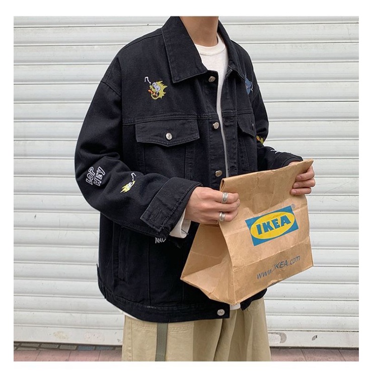 ÁO KHOÁC JEANS BÒ DENIM JACKET HÀN QUỐC THÊU 8 CHI TIẾT