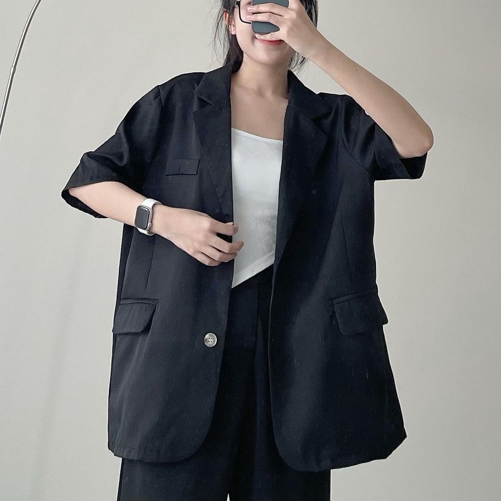 Áo Khoác Blazer Nữ Tay Ngắn JEM CLOSET Chất Tây Chéo Phong Cách Thời Thượng DESY 10334