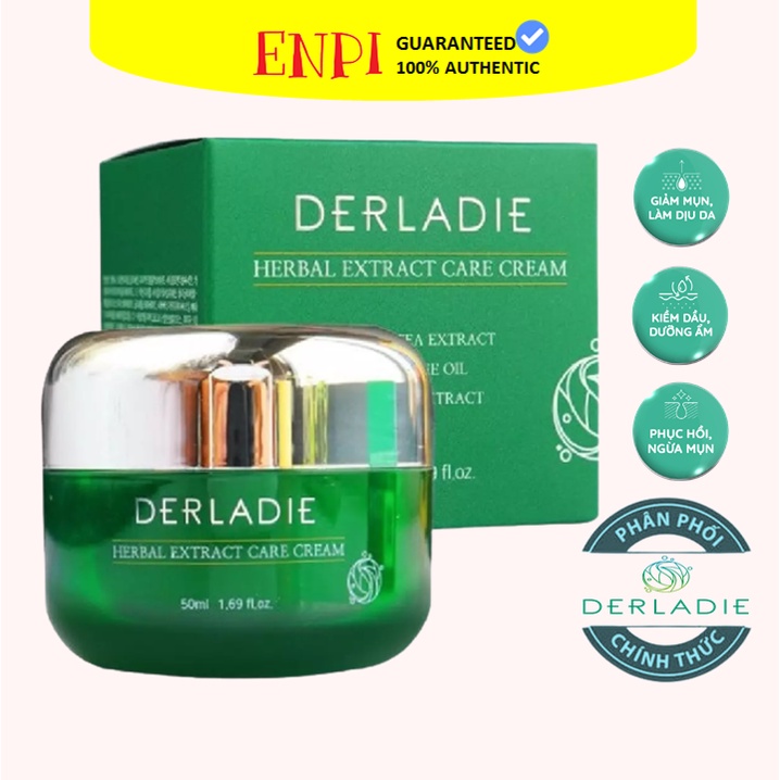 Kem dưỡng tràm trà Derladie Herbal Extract Care Cream giảm mụn kiềm dầu 50ml