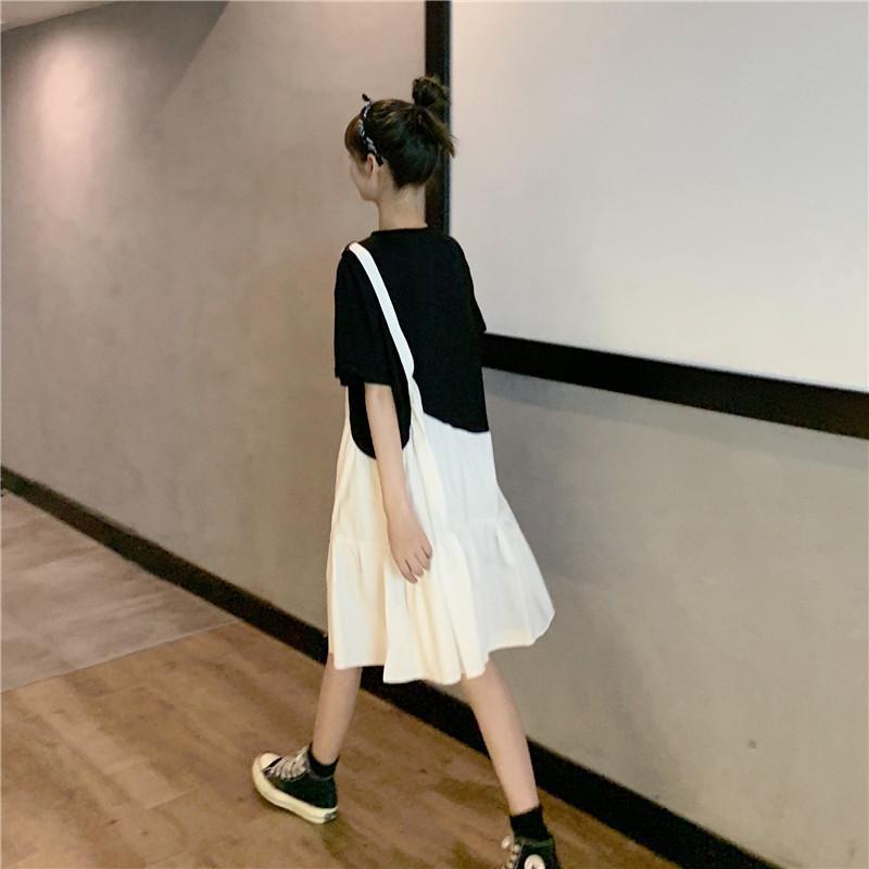 Đầm Giả Hai Mảnh Ghép Màu Tương Phản Thời Trang Mùa Hè Mới 2022 Dành Cho Bạn Nữ Sinh