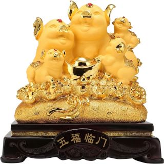 HEO VÀNG 5 CON (GIA ĐÌNH HEO) CAO 32,5CM