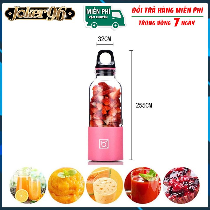 Bảo Hành 12 Tháng Máy Xay Sinh Tố Cầm Tay Mini Sạc Pin 4 Lưỡi BINGO JUICER CUP 500Ml, Siêu Tiện Dụng Cho Mùa Hè 2021