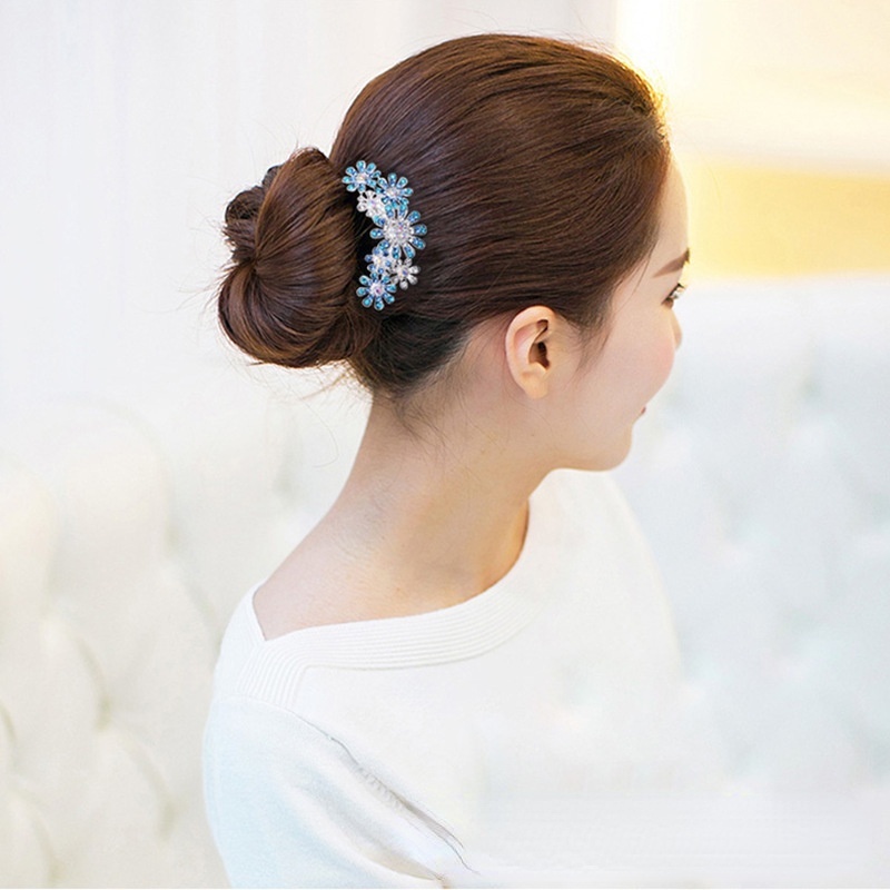 Lược Cài Tóc Bằng Hợp Kim Đính Đá Hình Hoa Xinh Xắn