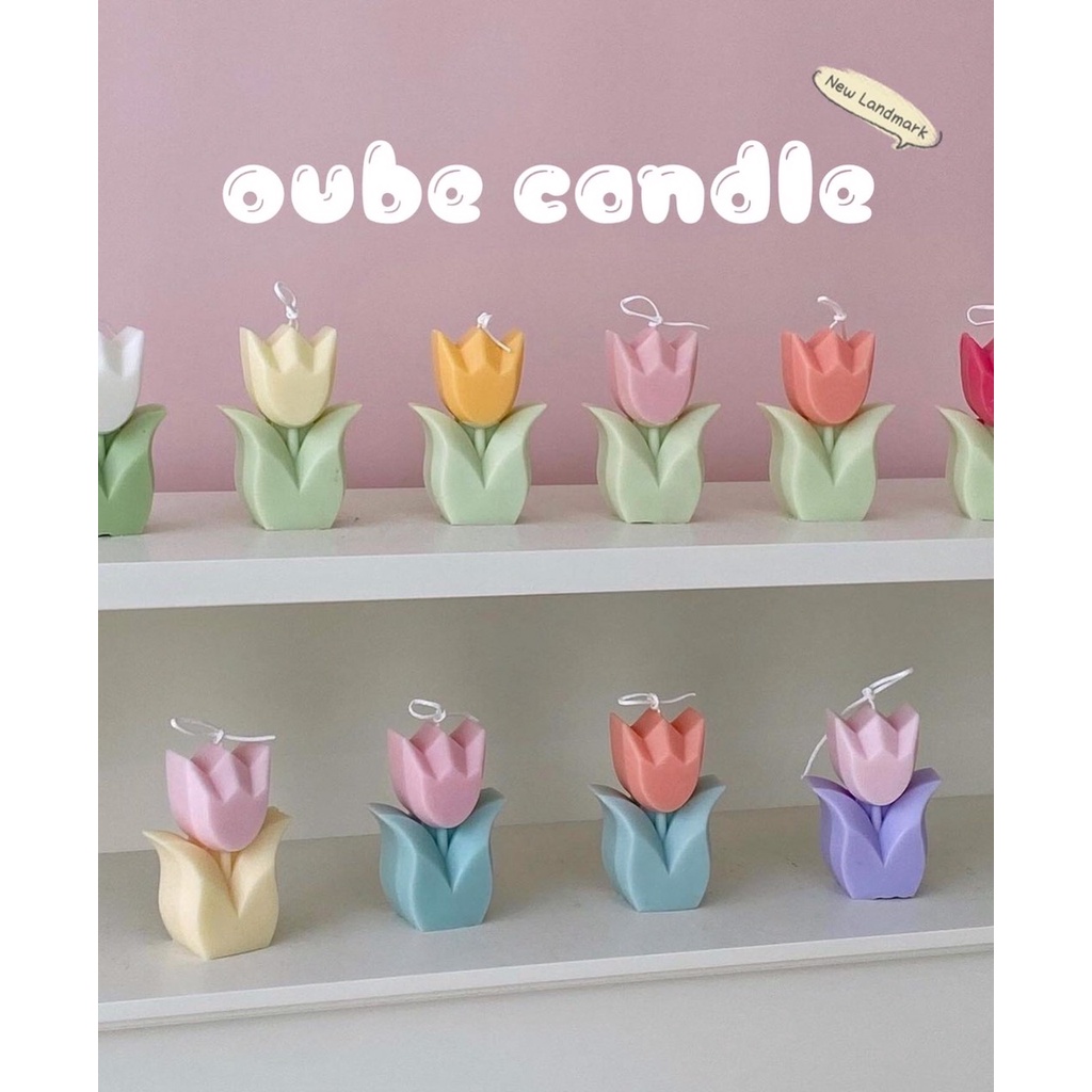 Nến Thơm Cao Cấp Hình Bông Hoa Tulip Phong Cách Trang Trí Hàn Quốc Cực Xinh | Oube Candle NT21