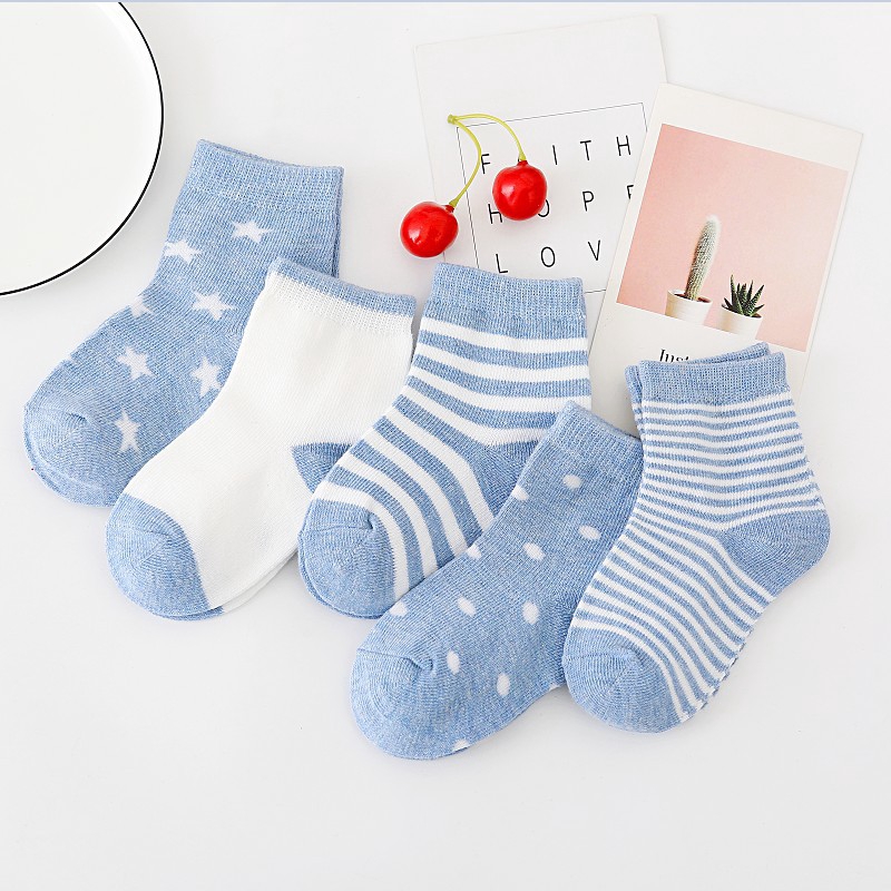 Set 5 Đôi Vớ Cotton Hoạt Hình Dễ Thương Cho Bé 0-6 Tuổi