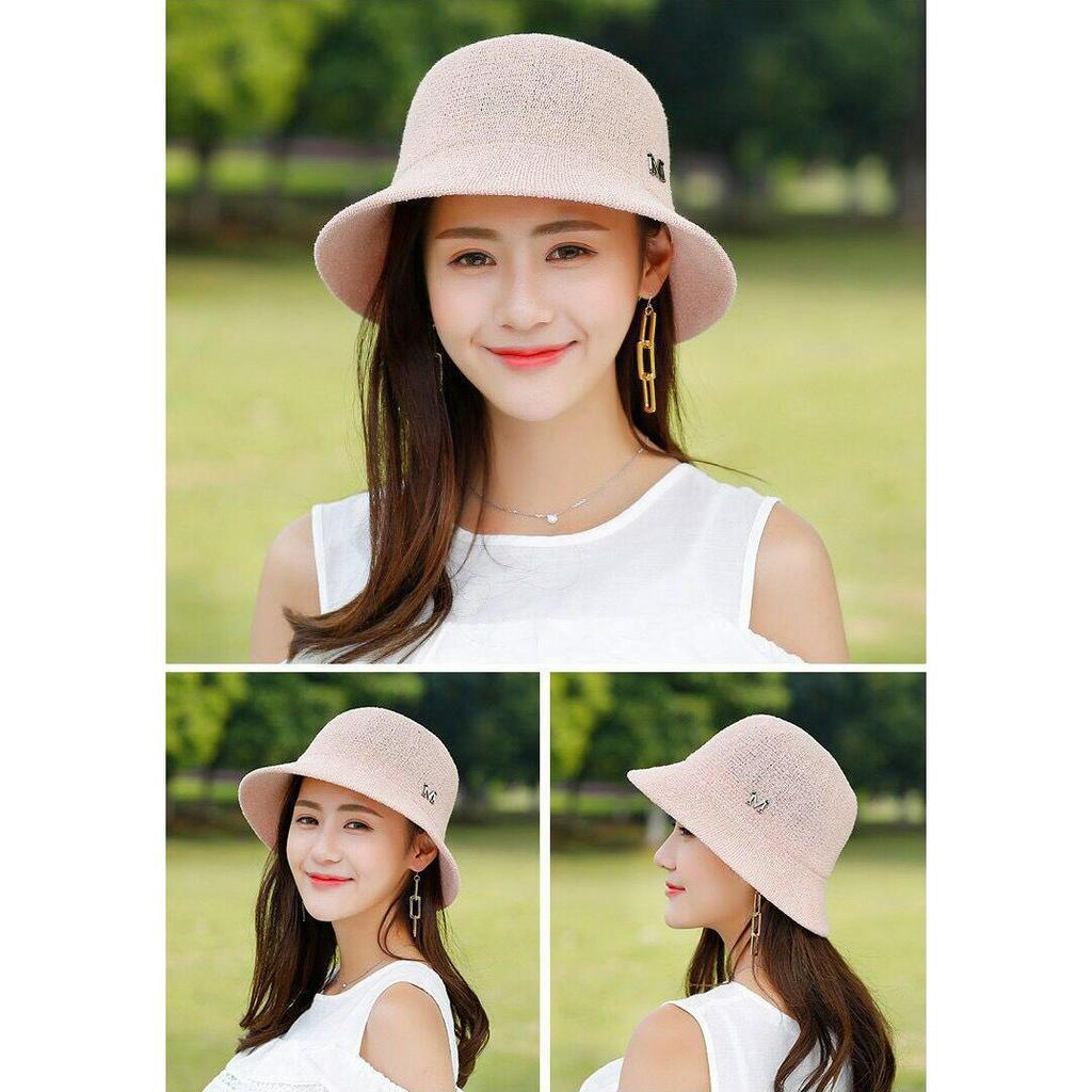 Nón Vành Chống Nắng Dáng Xô Màu Trơn Đính Chữ M Phong Cách Hàn L2306
