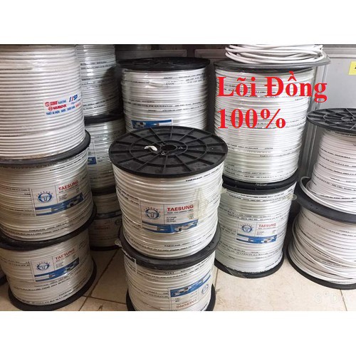 Dây cáp đồng trục liền nguồn Teasung 0.9 RG59 lõi đồng có bọc dầu chống ẩm