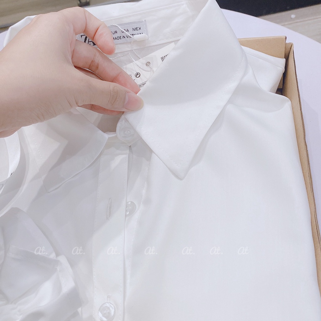 ÁO SƠ MI CỔ ĐỨC TAY BO CHUN CHO NỮ