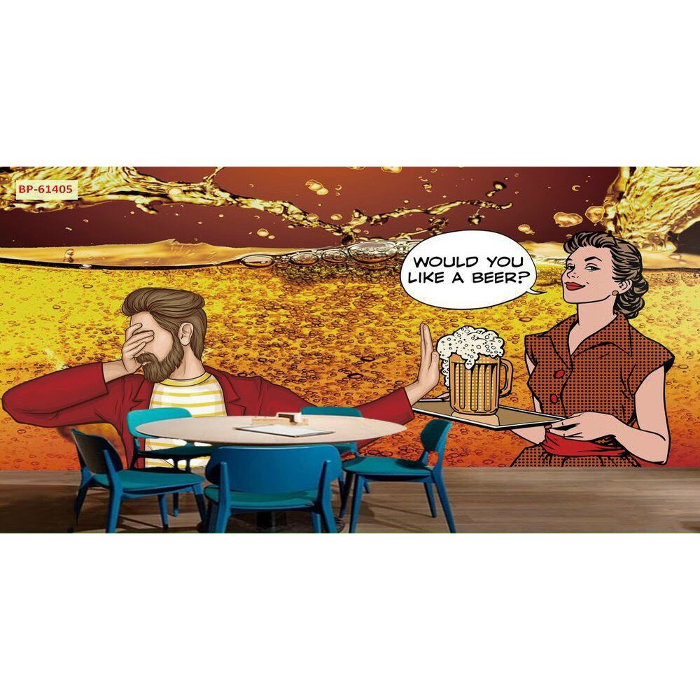 Tranh lụa 3d trang trí Nhà hàng Beer Kích Thước 1,5m x 2m BIARUOU-02