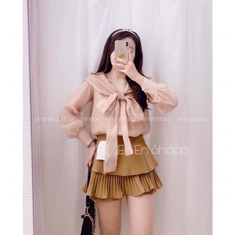 Áo Tơ cổ thủy thủ xinh xinh mã 28  áo kiểu nữ