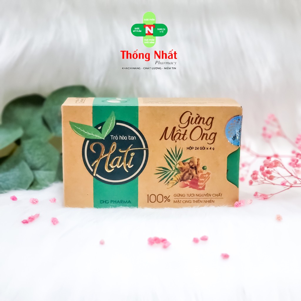 Trà gừng mật ong hỗ trợ giảm ho, đầy hơi cải thiện tiêu hoá Hati Hộp 24 gói