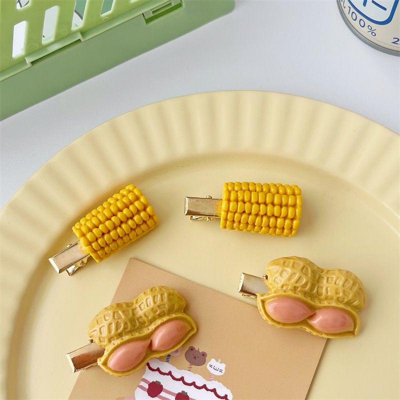 Kẹp tóc hình hạt đậu/ bắp bằng nhựa dễ thương cho nữ