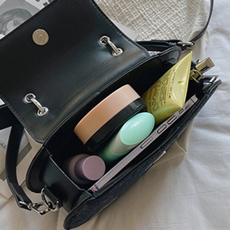 Túi đeo vai IELGY kẻ sọc caro phối chuỗi xích thời trang phong cách Hàn Quốc cho nữ