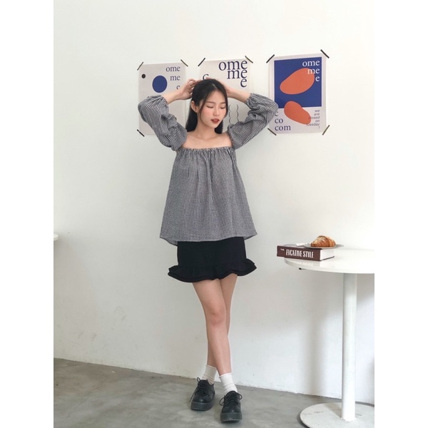 Áo cúp ngực kẻ tay dài TKA285 LOLLIE STUDIO