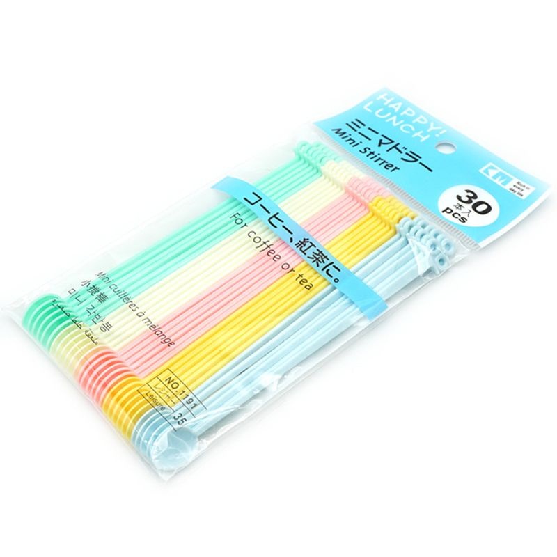 Set 30 muỗng nhựa cán dài màu sắc ngọt ngào tiện dụng
