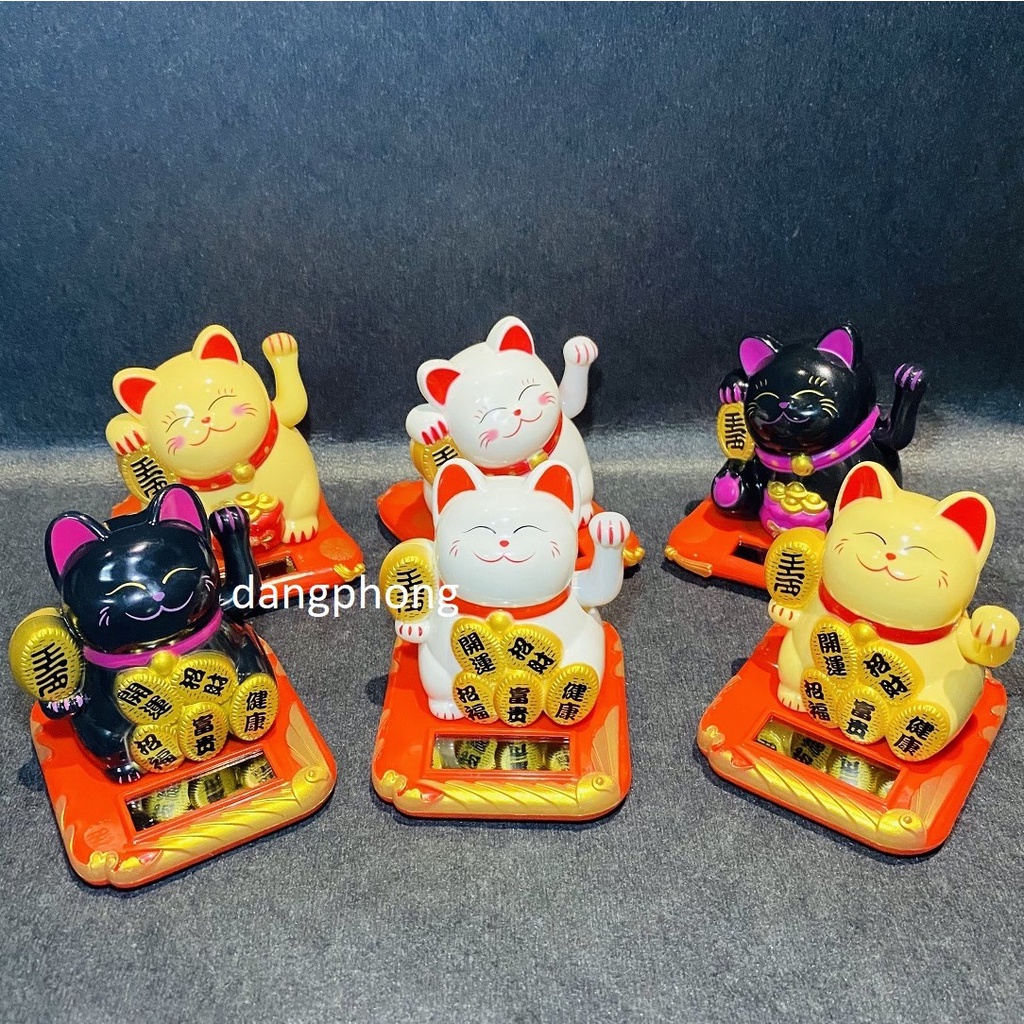 Mèo Thần Tài Vẫy Tay,mèo may mắn maneki neko Năng Lượng Mặt Trời May Mắn