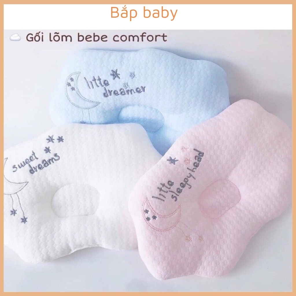 Gối chống méo đầu cho bé BEBE Comfort cao cấp gối cho bé sơ sinh vỏ 100% cotton ruột bông