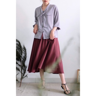 Chicka Chicka - Áo Silky bow shirt - Grey